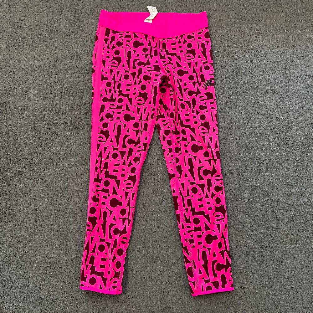 New Balance NB Dry X Pink Typography Performance Workout Leggings Women's Size M